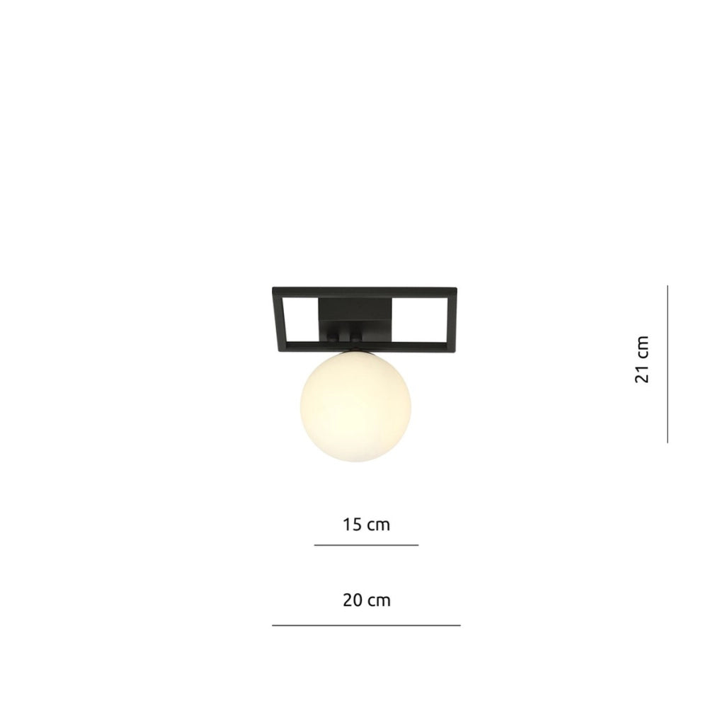 Lampada da soffitto Imago in metallo nero e vetro opale