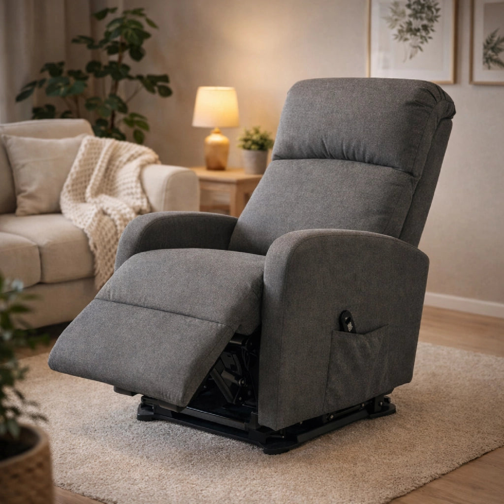 Poltrona Relax Elettrica Con Alzapersona Reclinabile 135° Schienale Ergonomico E Telecomando Poltrona TV Comfort per Anziani Soggiorno 65 x 85 x 105 cm Grigio