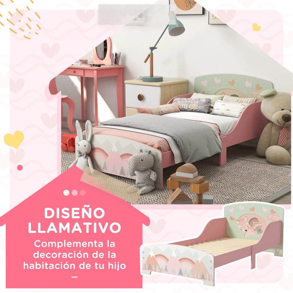 Letto per Bambini con Barriere di Sicurezza ¨C zephmum ¨C Rosa 143x77x60 cm