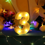 Trade Shop - Numero 3 Luminoso Bianco A Led Decoro Per Eventi Feste Luce Calda 3000k 16x3cm -