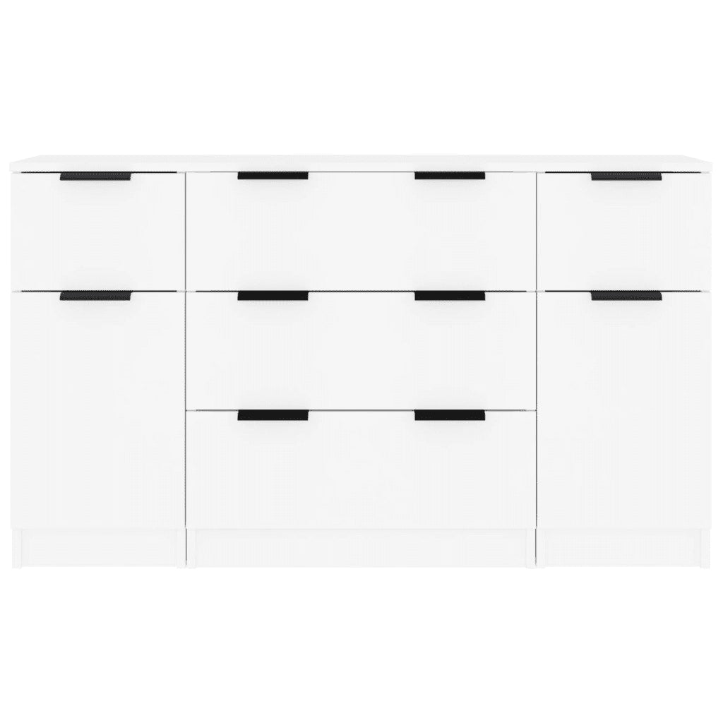 Set di Credenze 3 pz in Legno Multistrato Bianco 3115820