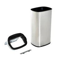 Pattumiera Cestino dei Rifiuti in Acciaio Inox con Sensore a Infrarossi 68L, Rettangolare, Argento