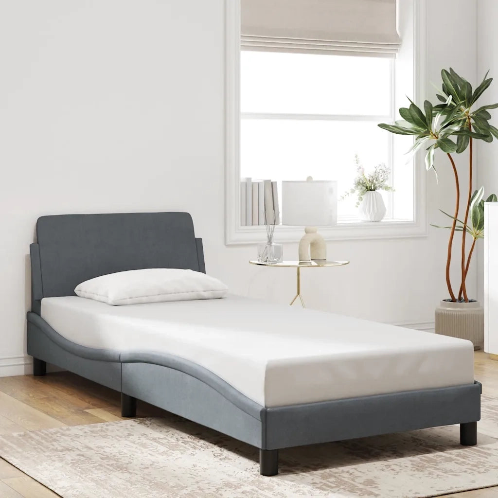 Giroletto-Struttura Letto Dover Grigio Scuro 90x200 cm Velluto