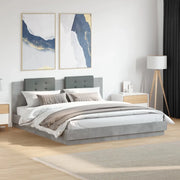 Giroletto con Testiera e LED Grigio Cemento 180x200 cm 3209992