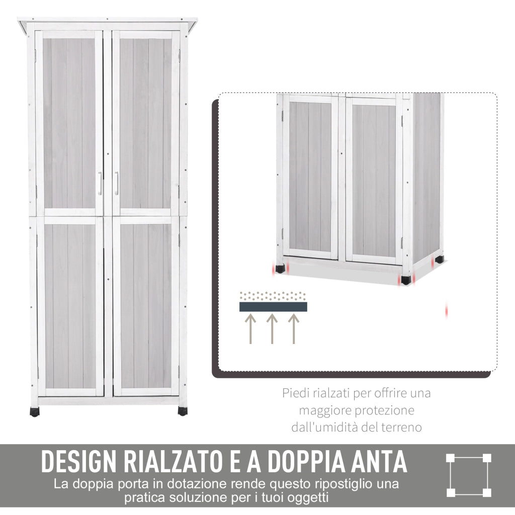 Casetta Porta Attrezzi in Legno ¨C zephmum ¨C Grigio 77x58x175 cm