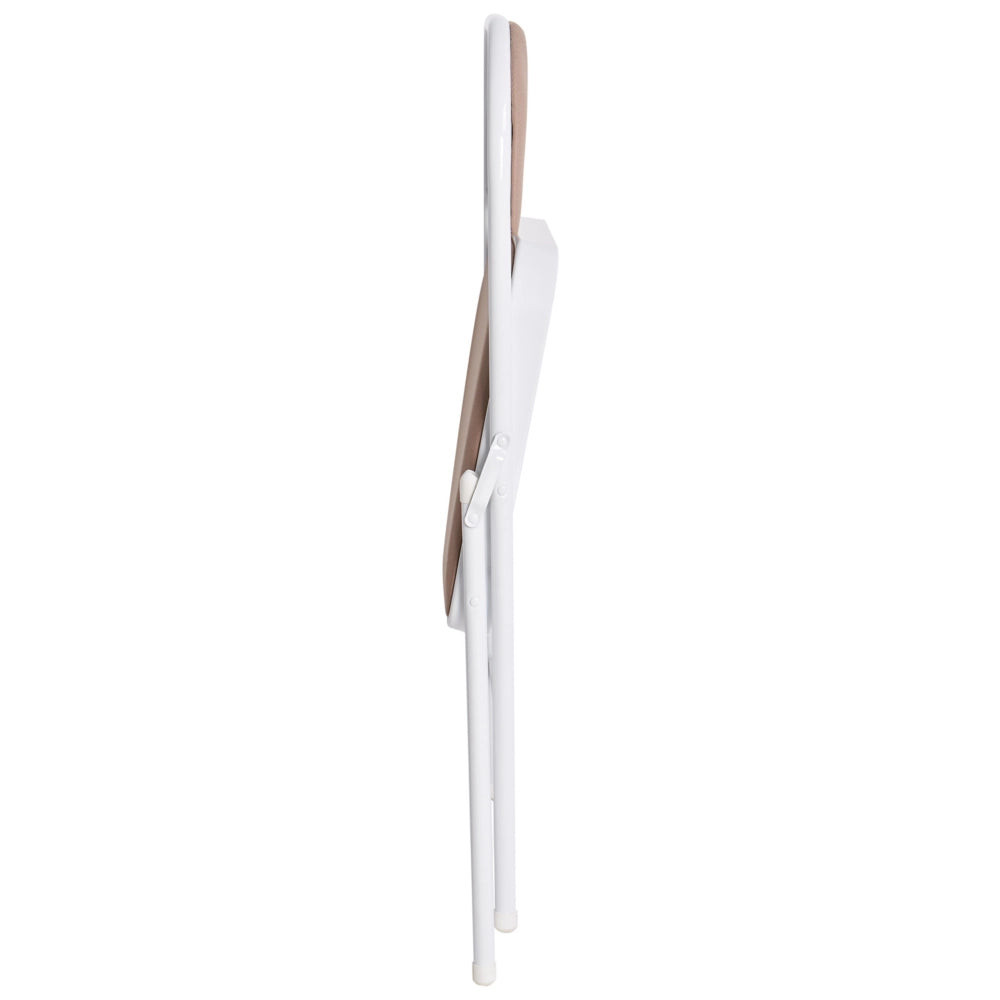 Set 4 Sedie Pieghevoli in Metallo beige e bianco sedile e schienale imbottiti