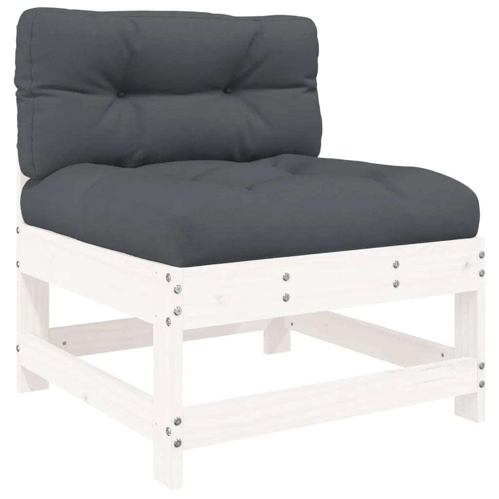 Set Divani da Giardino 5pz con Cuscini in Legno Massello Bianco 3186054