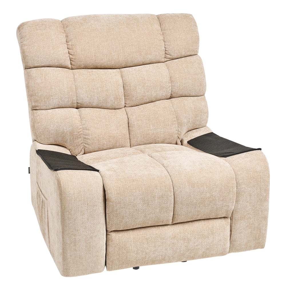 Poltrona reclinabile elettrica Poliestere beige Seduta singola imbottita con poggiapiedi Funzione di sollevamento Design moderno Relax