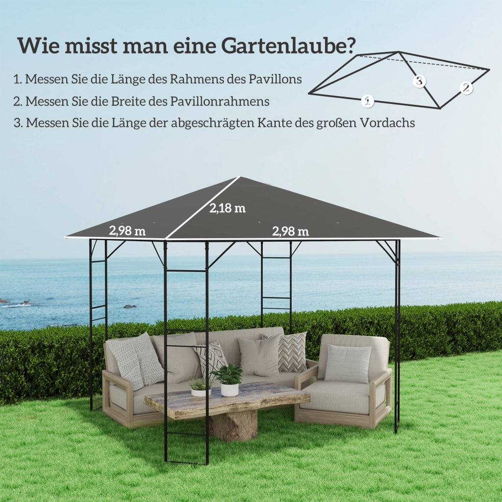 Tetto di ricambio per gazebo 3x3m ¨C Xylo ¨C idrorepellente grigio Oxford 370g/m2 UPF30+