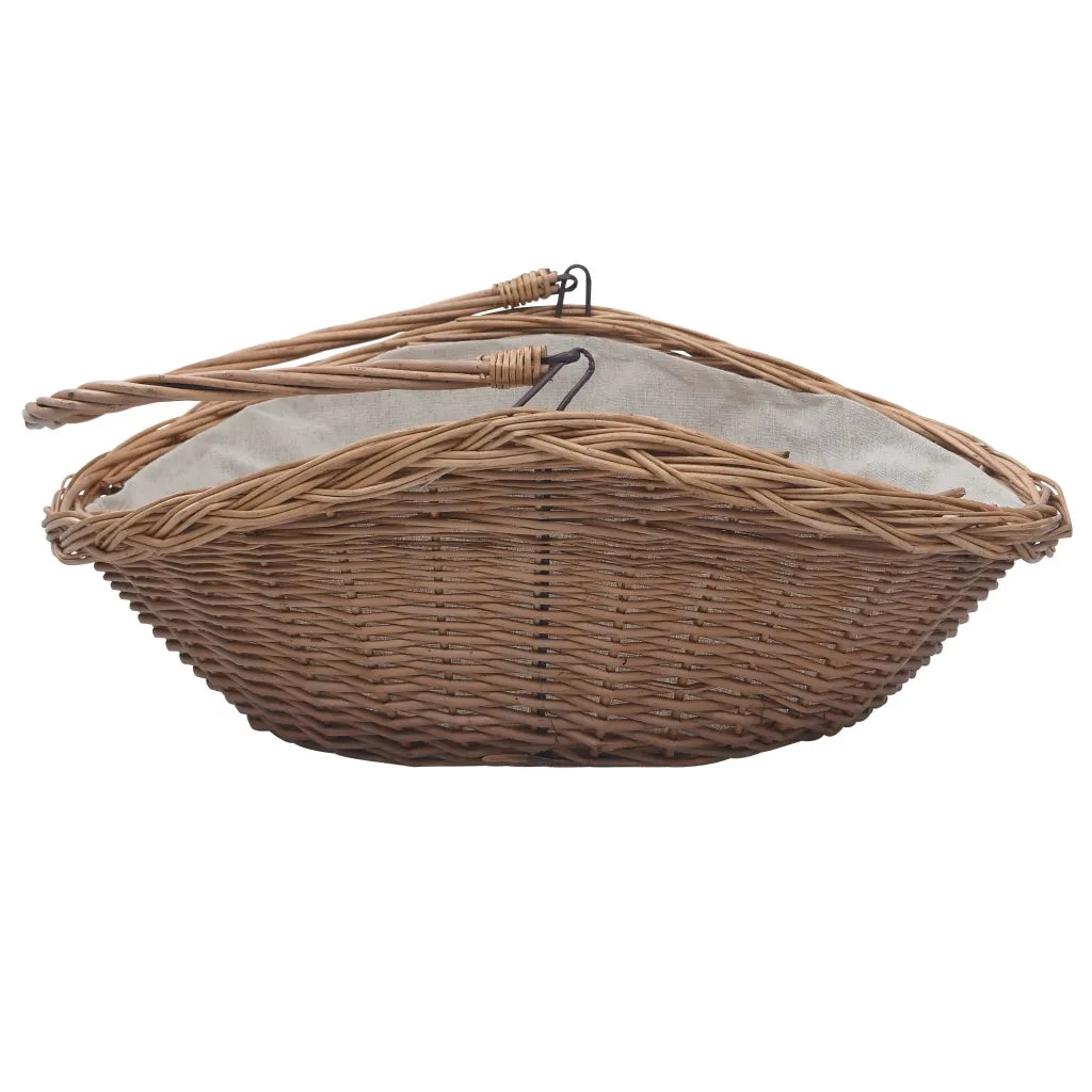 Cesta Legna da Ardere con Manico-Cestino per Legna 57x46,5x52cm Marrone in Salice