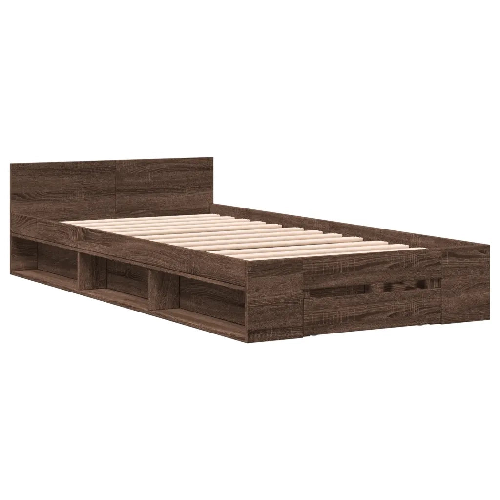 Giroletto Cassetto-Struttura Letto con contenitore Rovere Marrone 75x190 cm Legno Multistrato