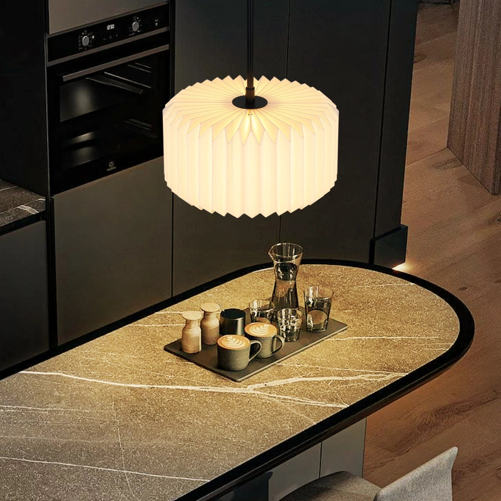 Lampada a Sospensione ZMH vintage - Paralume in carta bianca 1 luce (senza lampadina)