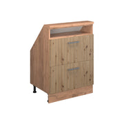 Mobile sottotetto Rion Rovere artigianale/Rovere dorato con 2 cassetti Vicco