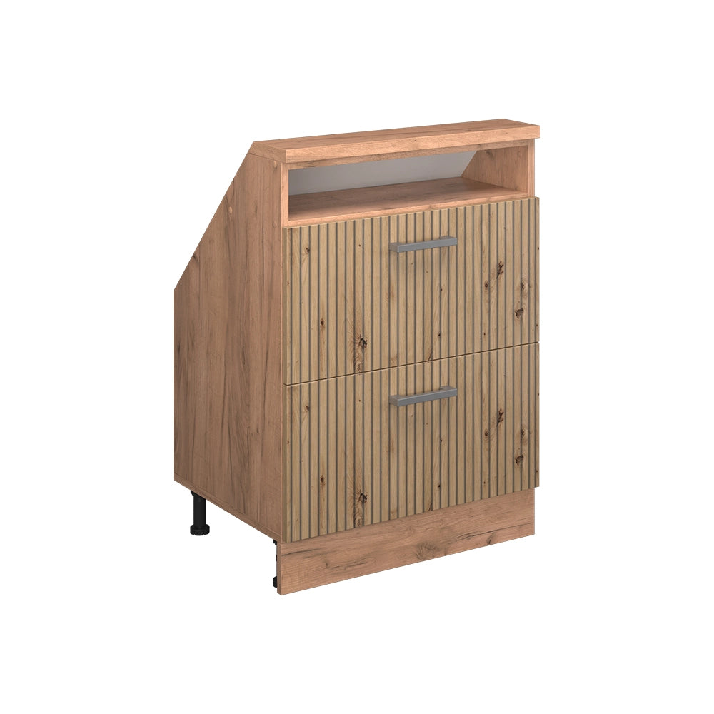 Mobile sottotetto Rion Rovere artigianale/Rovere dorato con 2 cassetti Vicco