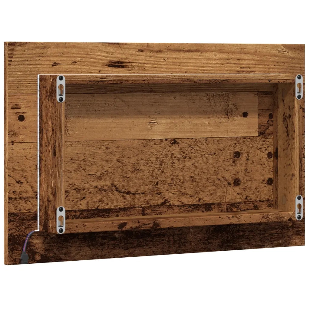 Specchio da Bagno con Luci LED-Specchio per Bagno Legno Antico 60x8,5x38 cm