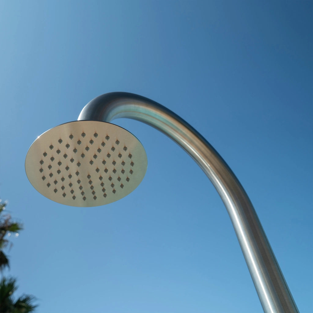 SINED Doccia Inox Satinato Solo Acqua Fredda per Piscine e Spiagge Struttura in Acciaio Inox AISI 316L Resistente agli Agenti Atmosferici e Salsedine Modello Palau