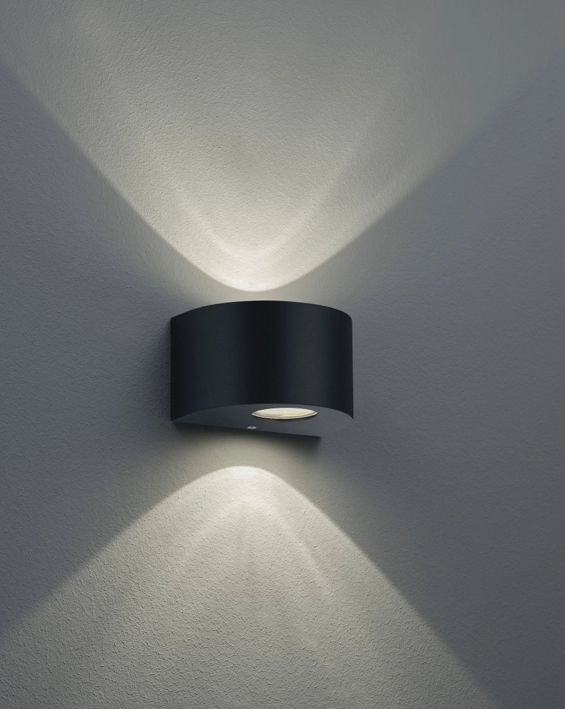 Applique Led da Esterno 2 Luci Mezza Luna Nera Rosario GD Trio