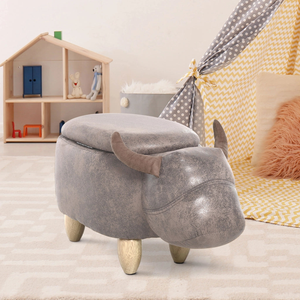 Pouf con Contenitore ¨C zephmum ¨C Marrone, Sintetico, Gambe in Legno