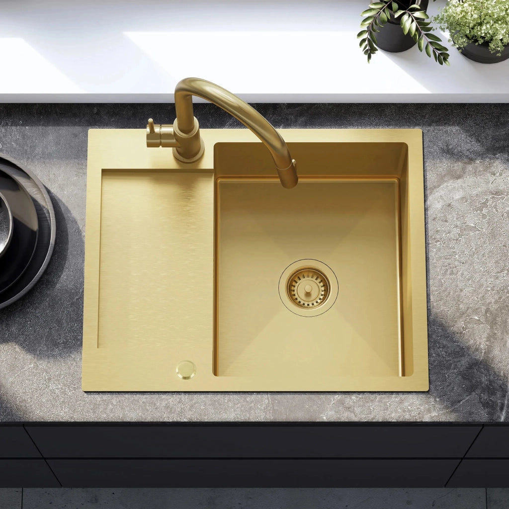 Lavello In Acciaio Paul Brush Gold senza rubinetto da cucina