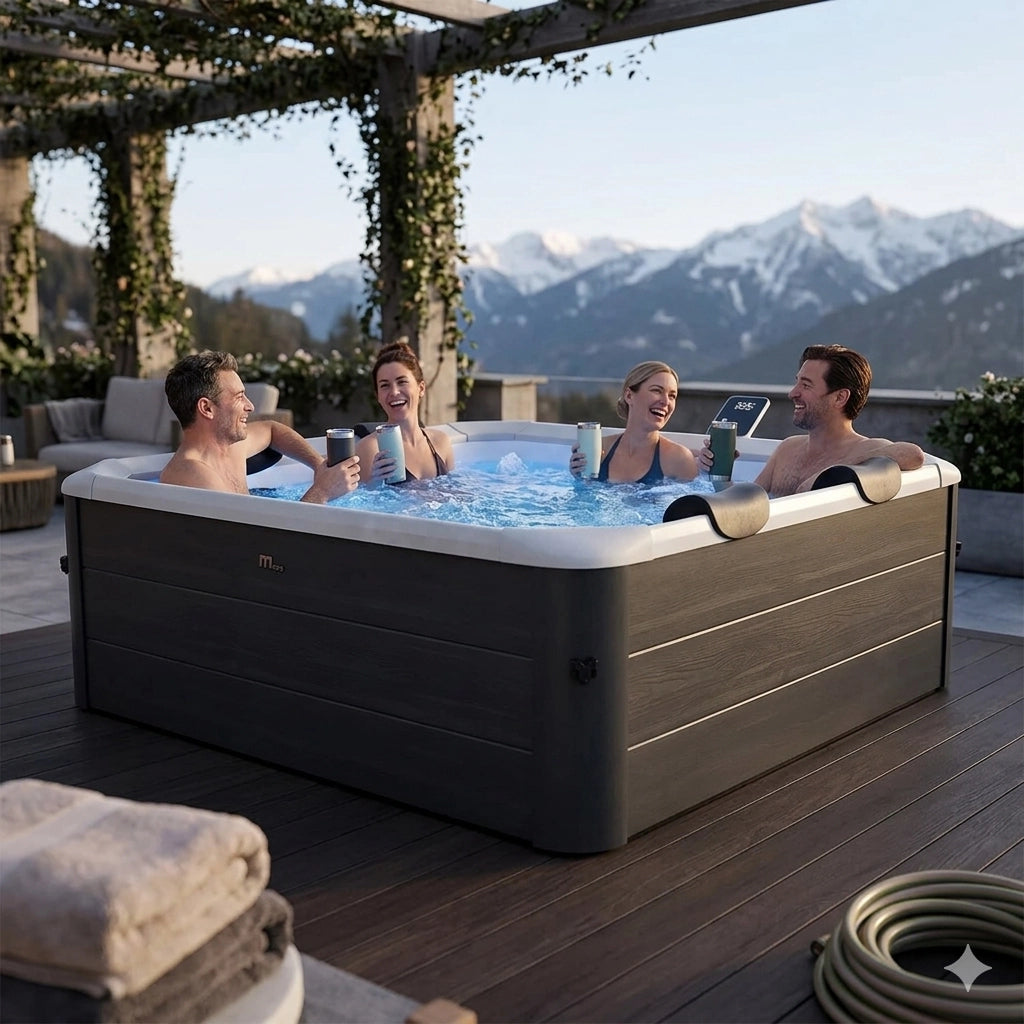 Vasca Idromassaggio Spa Oslo Aero Plus Smart con Wifi per 6 Persone 180x180x65 cm in Materiale Plastico Effetto legno