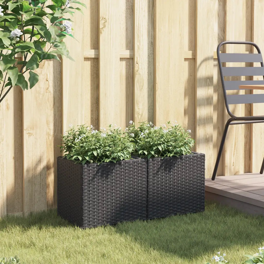 Fioriere da Giardino 2 pz Nere 36x30x32 cm in Polyrattan 3210531