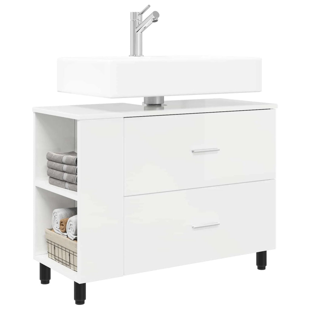 Mobiletto da bagno Bianco Lucido 80 x 35 x 60 cm 889389