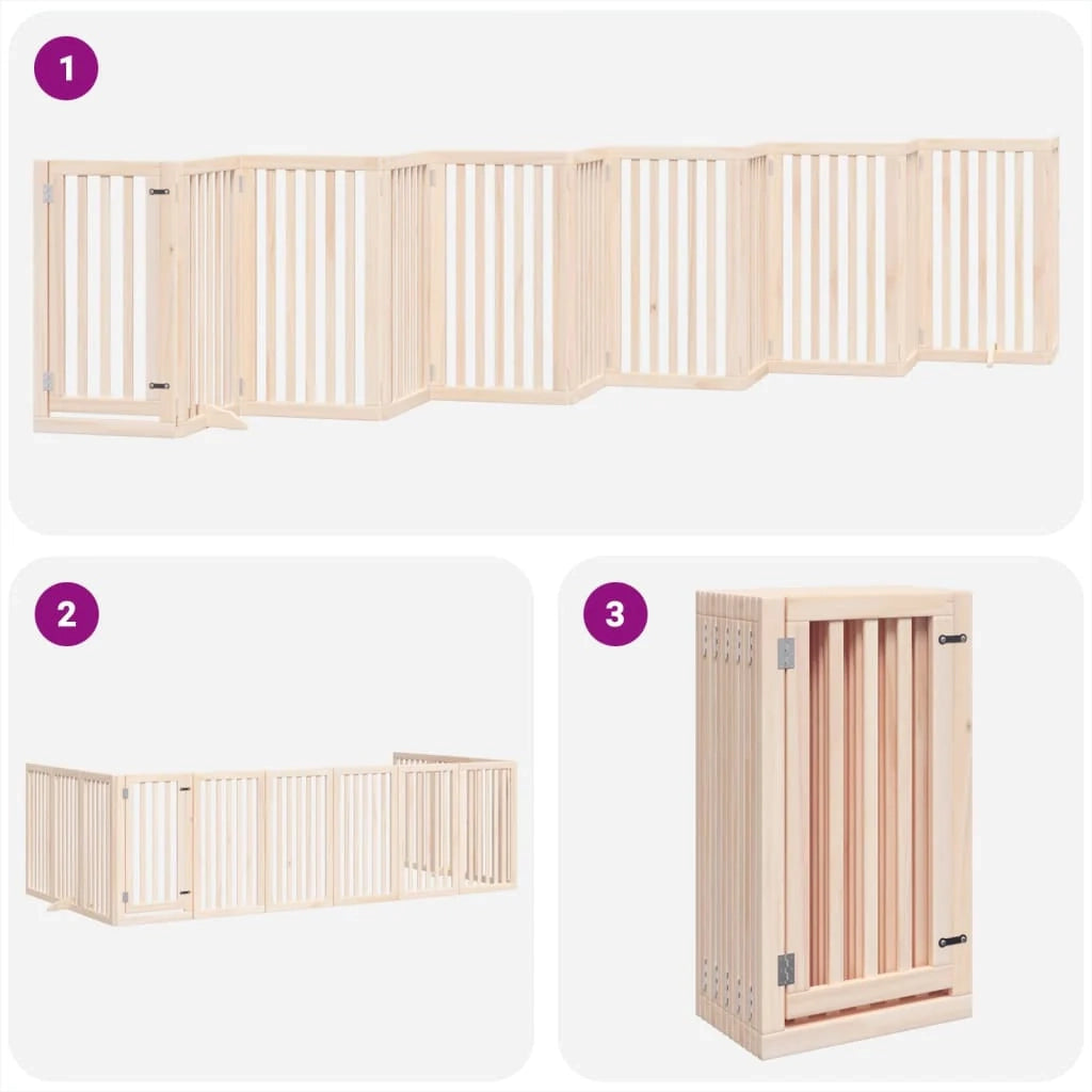 Cancelletto di sicurezza per animali domestici porta pieghevole 12 pannelli legno di pioppo marrone 02_0023163