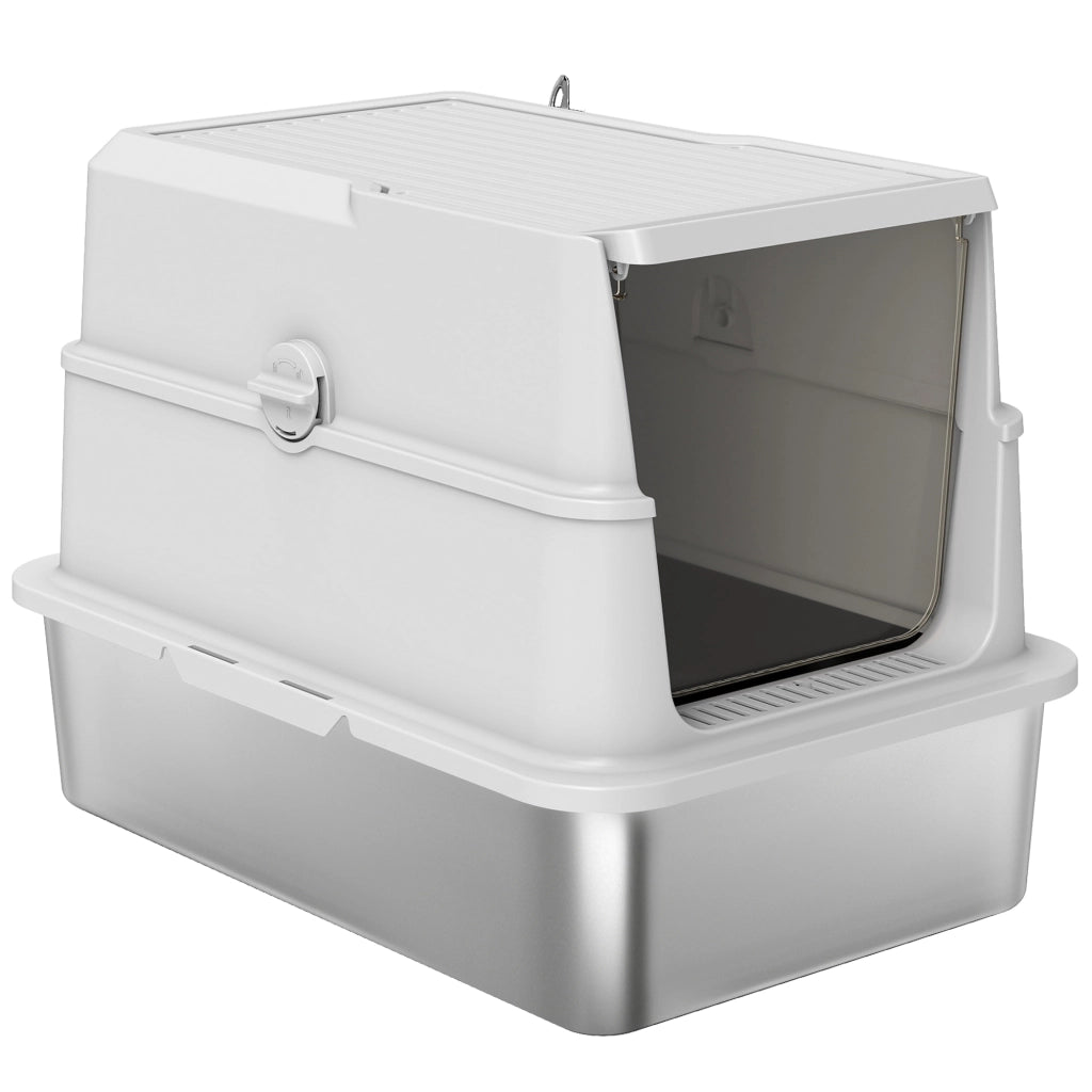 Lettiera per Gatti in Acciaio Inox XL con Paletta ¨C zephmum ¨C Grigio Chiaro