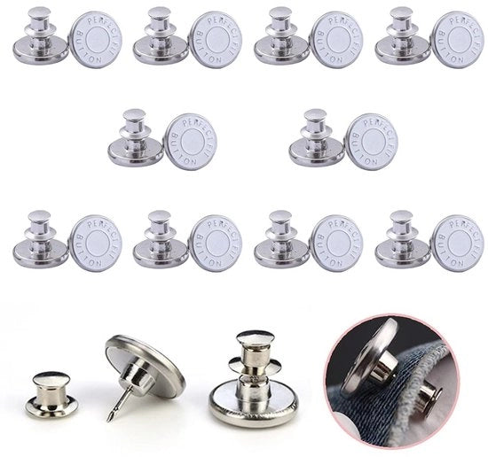 Punti per Jeans - Punti di Ricambio per Jeans - 10 Pezzi - Bianchi - 17 mm