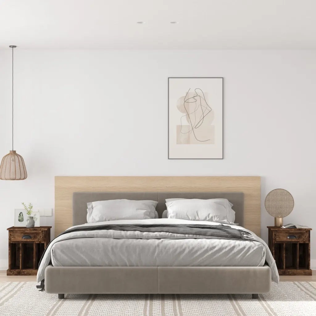 Set di 2 Comodini | Armadio da Notte | Mobiletto da notte Rovere Fumo 43x36x50 cm