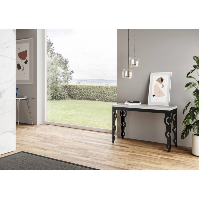 Tavolo apribile 120x45/90 cm Karamay Double telaio Antracite - Bianco Frassino