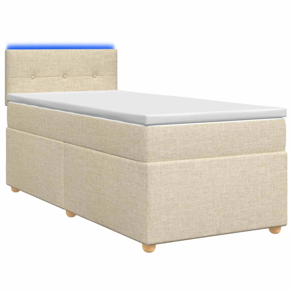 Letto box spring con materasso Crema 100 x 200 cm Tessuto 3452357
