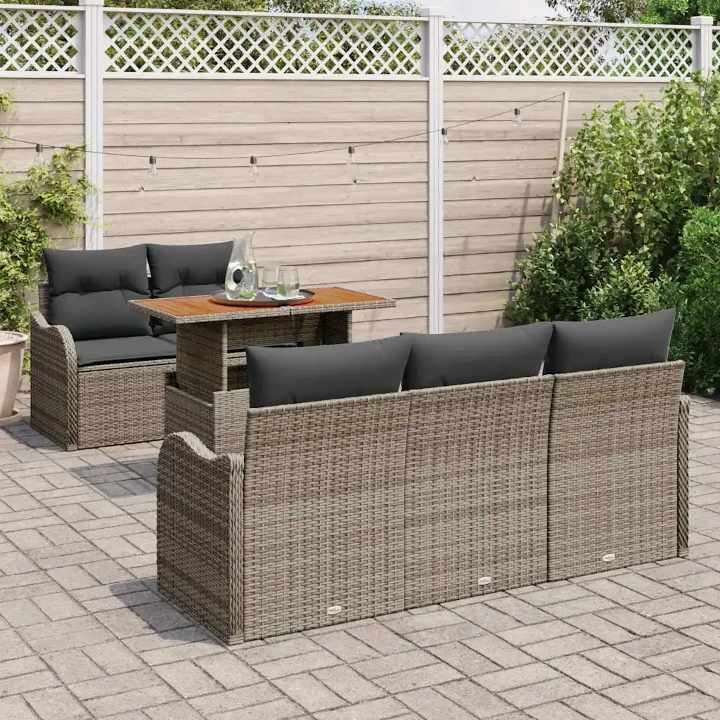 vidaXL Set Divano da Giardino 6 pcs Grigio Poly Rattan