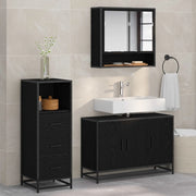 Set di mobili per il bagno 3 pcs Rovere Nero Legno multistrato 3402410