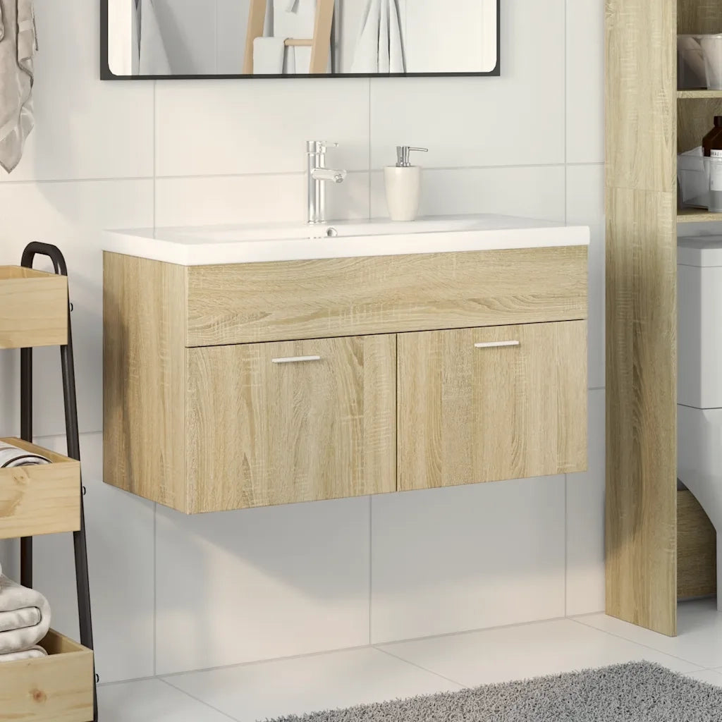 vidaXL Mobile da Bagno con Lavabo Integrato Rovere Sonoma