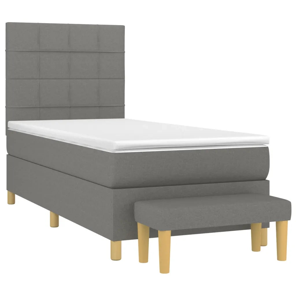 Giroletto a Molle con Materasso Grigio Scuro 100x200 cm Tessuto 3137134