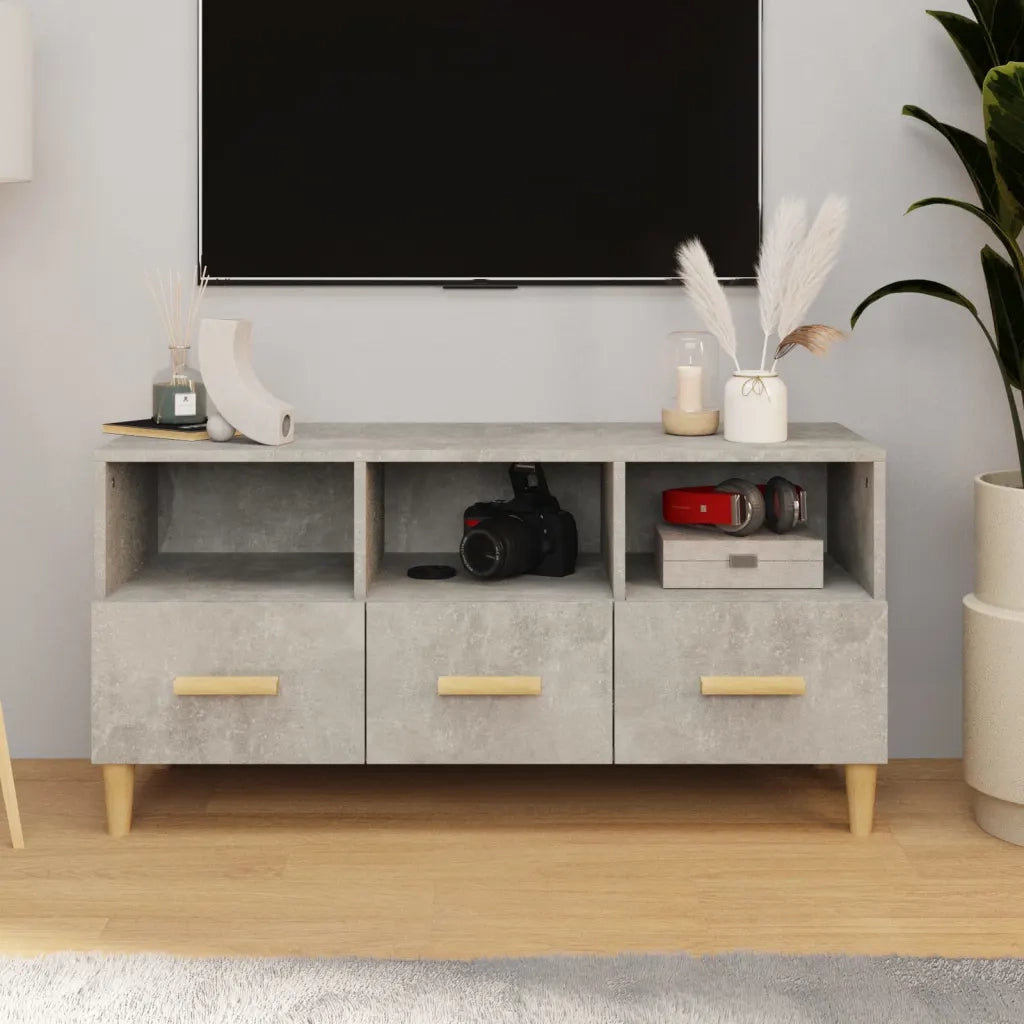 Mobile Porta TV-Mobile per TV-Credenza TV Grigio Cemento 102x36x50 cm Legno Multistrato 299828