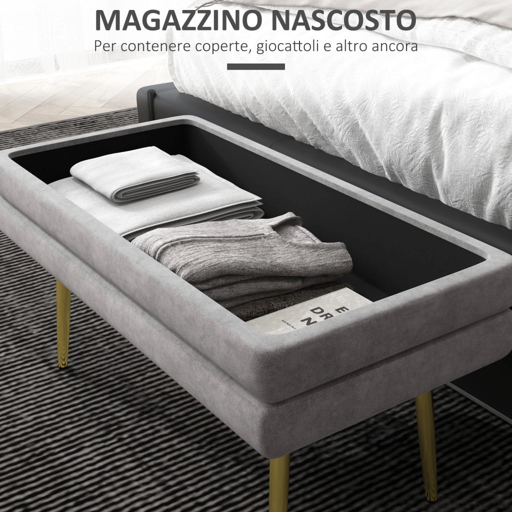 Panca Fondo Letto con Contenitore ¨C Zephmum ¨C 79.5x37.5x43 cm Grigia