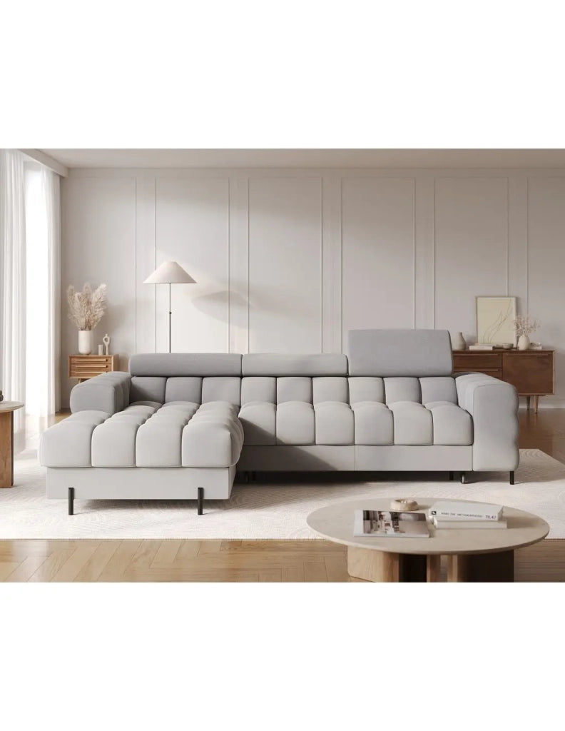 Divano ad angolo sinistro convertibile Grigio scuro mélange comfort premium 285x99x181cm FILTRO