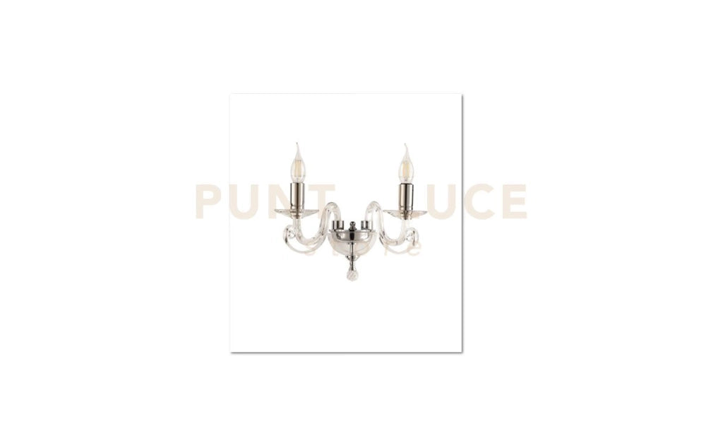 APPLIQUE CHERUBINI 2 LUCI CRISTALLO E CROMO ATTACCO E14 L.26CM