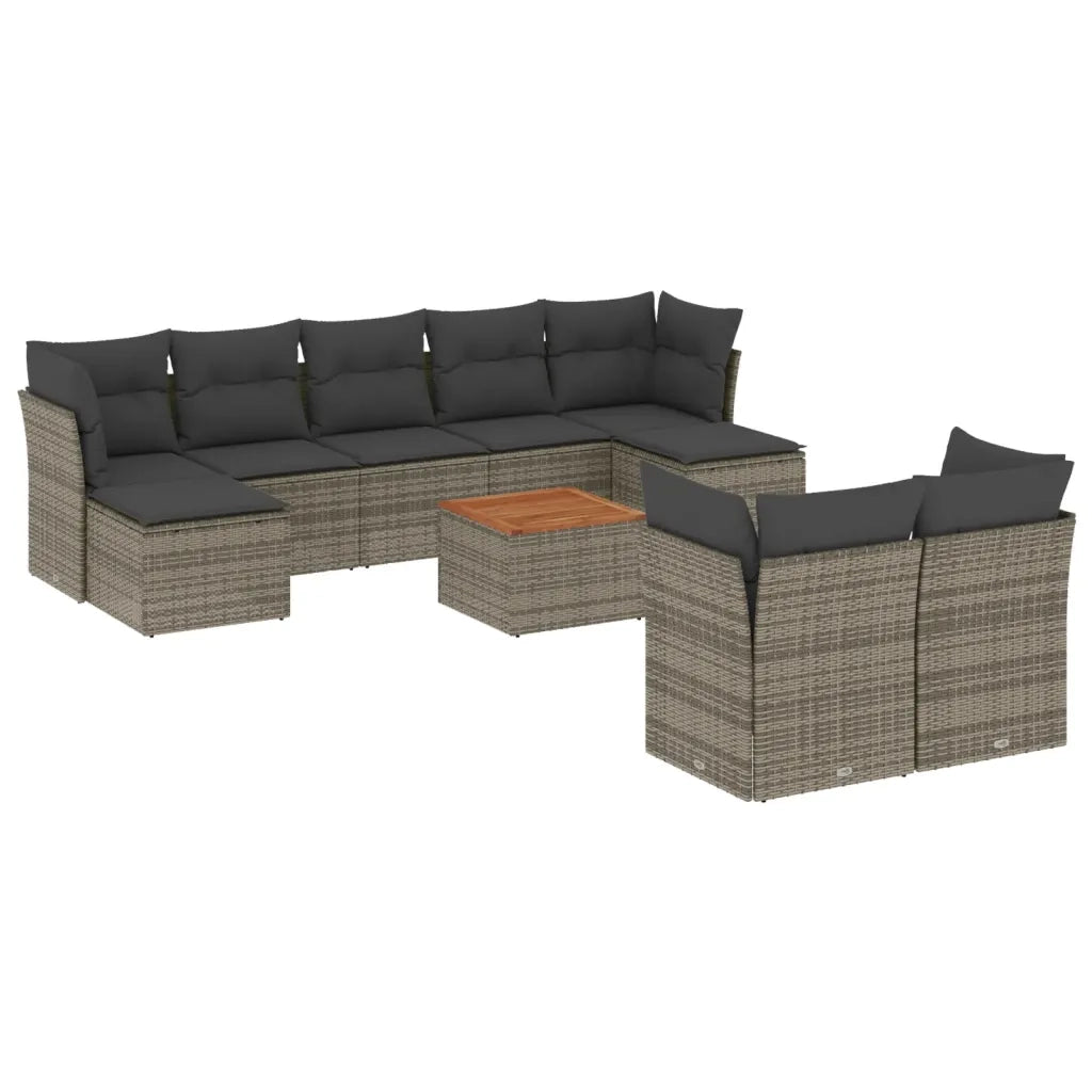 Set Divano da Giardino 10 pz con Cuscini Grigio in Polyrattancod mxl 113881