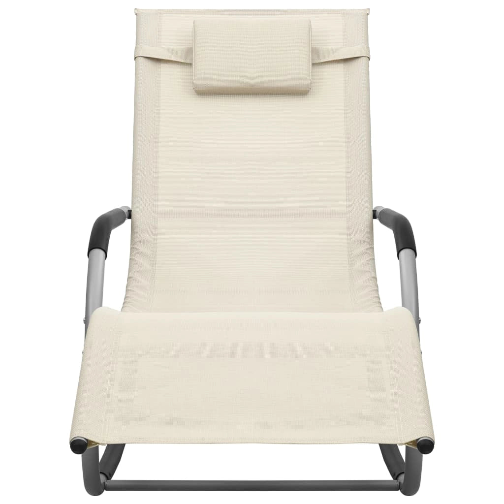 Lettino prendisole sedia a sdraio lettino prendisole letto da giardino mobili da esterno per patio textilene crema e grigio 02_0012928