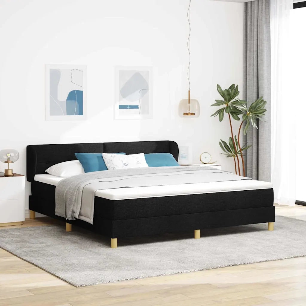Letto a molle con materasso Nero 180 x 200 cm Tessuto 3340229