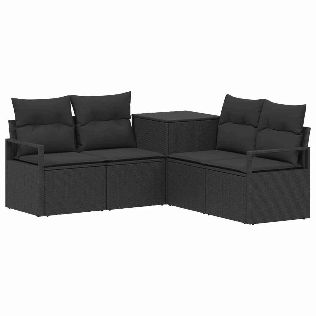 Set di divani 5 pz Nero Rattan sintetico e Acciaio 3447791