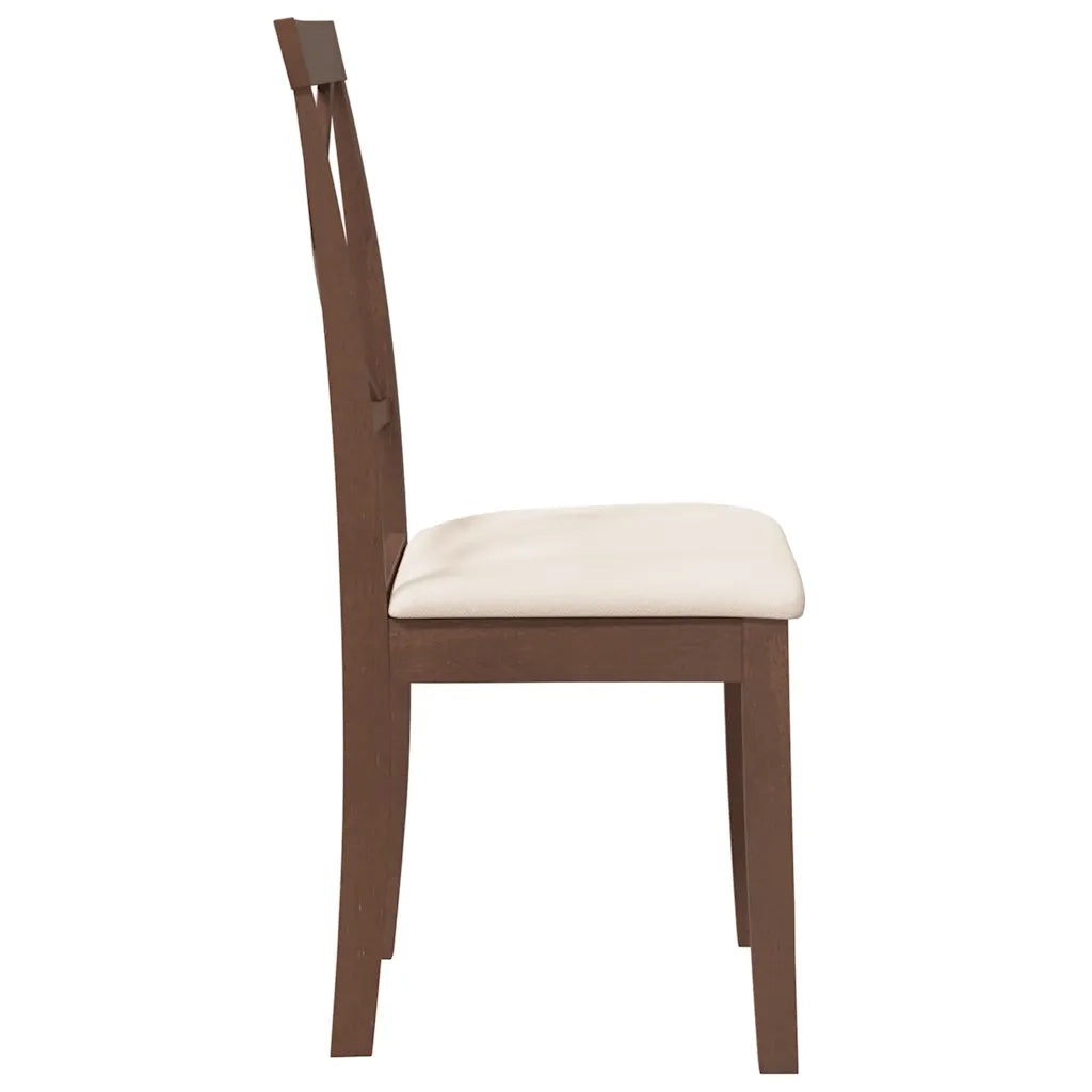 Sedie da Pranzo con Cuscini 2pz Marrone Legno Massello di Hevea 4102401