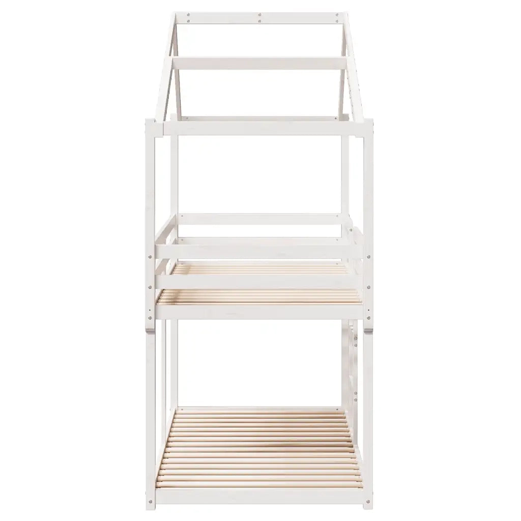 Letto singolo | Letto per adulti | Letto a Castello con Tetto Bianco 90x200 cm in Legno di Pino