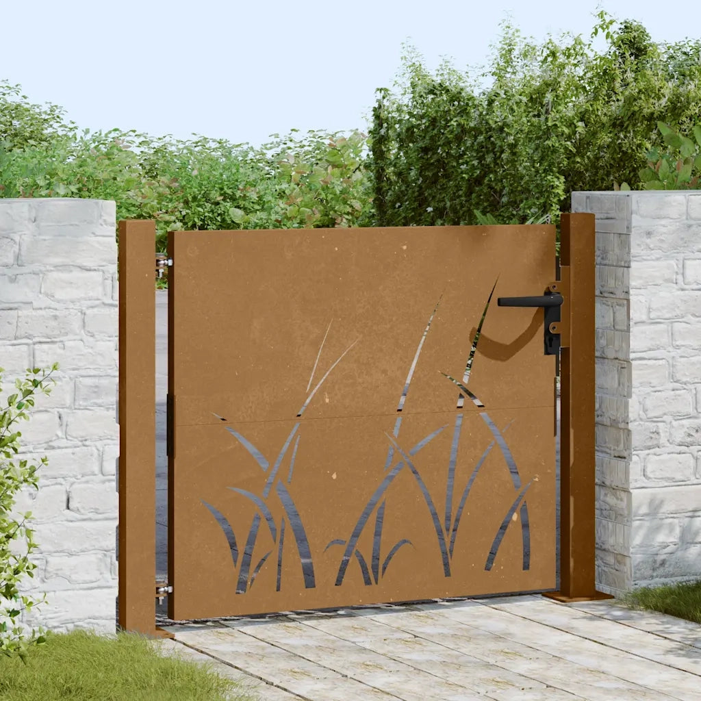 Cancello da Giardino 105x105 cm in Acciaio Corten Design Erba