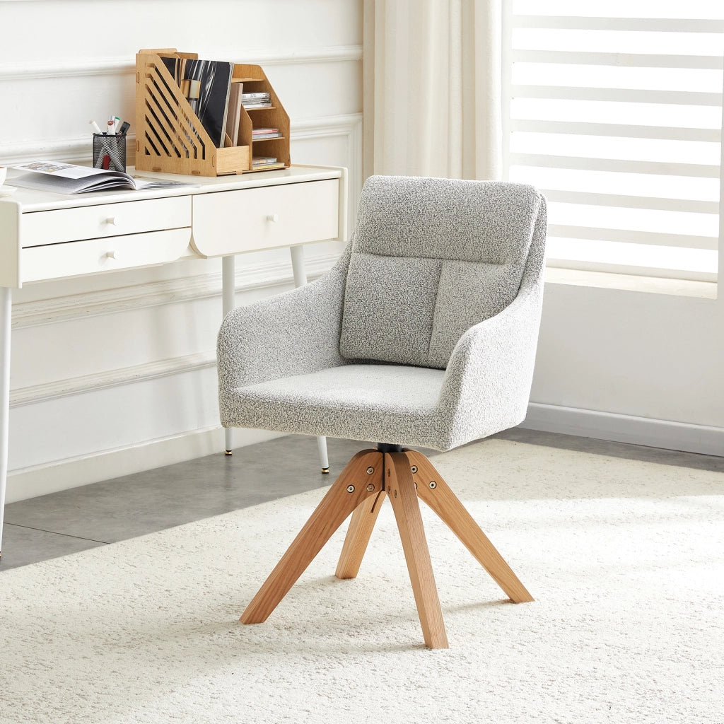 SEDIA Girevole Set da 2 pezzi 87 cm Tessuto grigio chiaro e legno massello