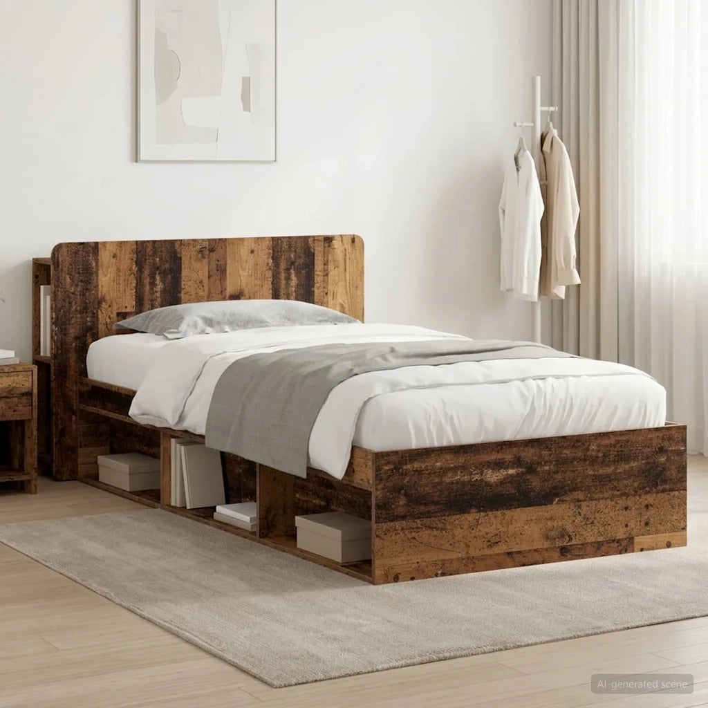 Telaio del letto con storage Legno antico 75 x 190 cm 3433316