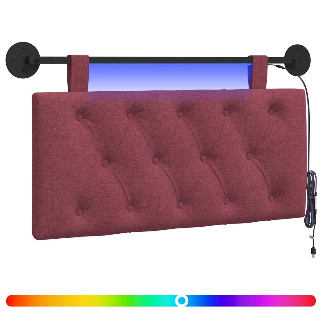 Testiera sospesa Con luce LED Rosso Vino Tessuto